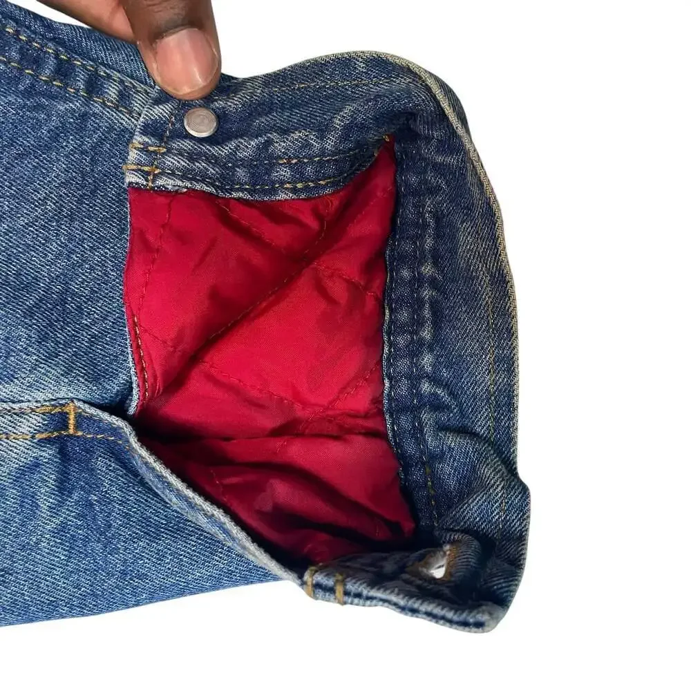 Vintage Tommy Hilfiger Denim Jacket Plaid Lined Kids Size L 6/6X Blue